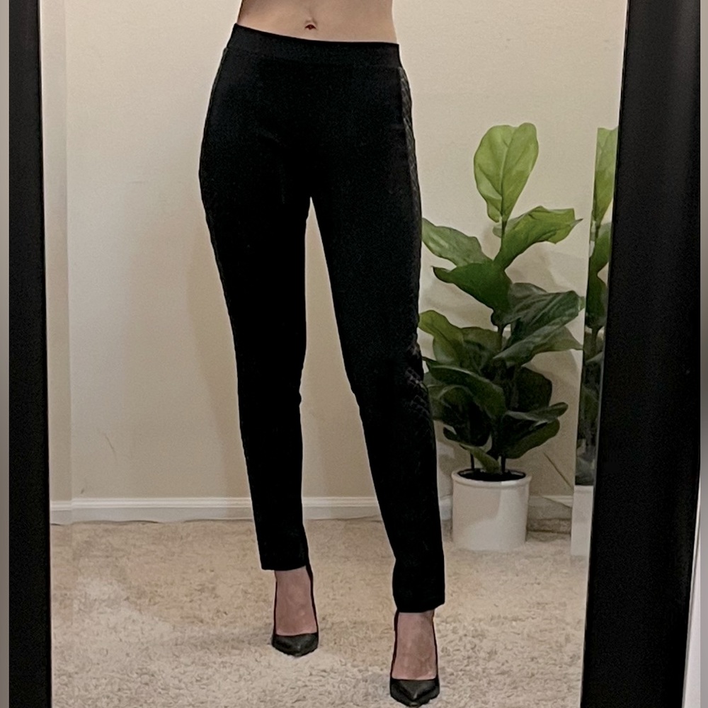NWOT Mossimo Black Faux Leather Trim Leggings